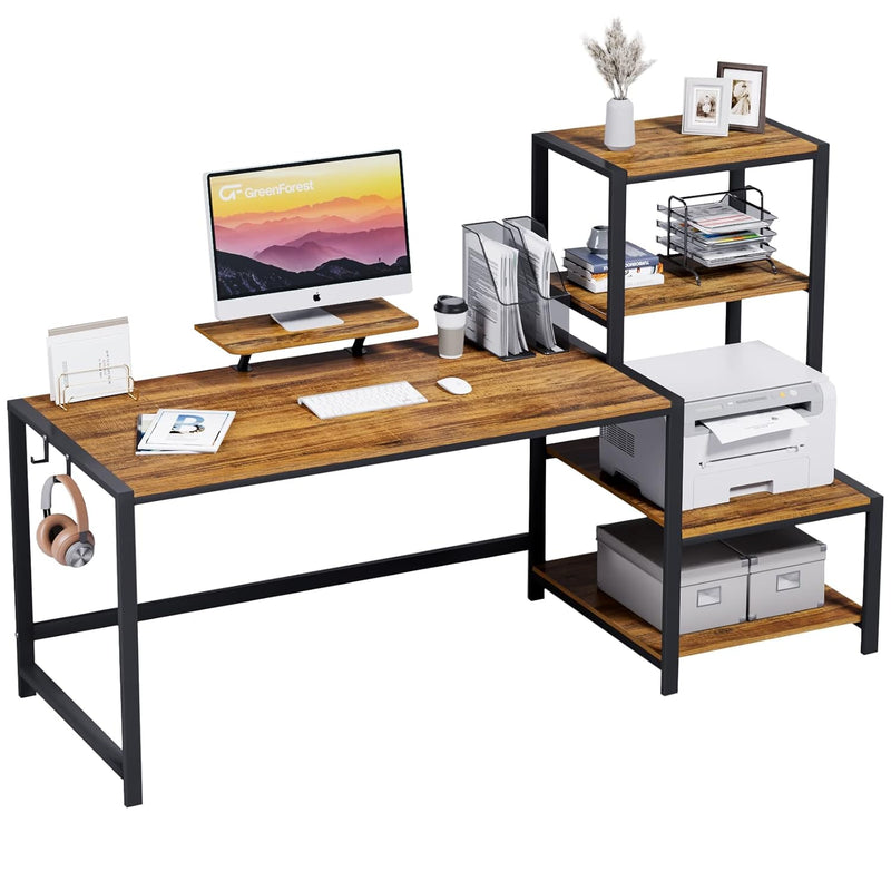 Computer Desk 68.8 Inch With Storage Printer Shelf Reversible Home Office Desk