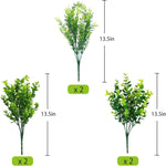 6 Bundles Artificial Greenery Stems Mixed Fake Plants Eucalyptus Rosemary Magnolia Stems Faux Plastic Artificial Plants for Outdoor Indoor Garden Home Window Box Decor