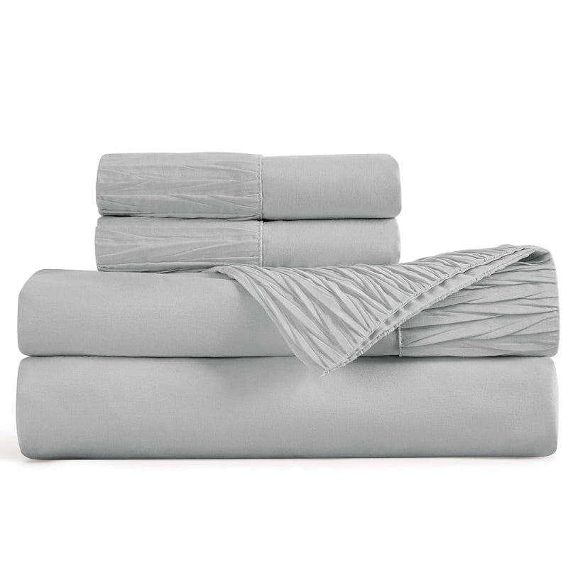 Bed Sheets Queen Light Grey - Soft 1800 Sheets For Queen Size Bed, 4 Pieces Be