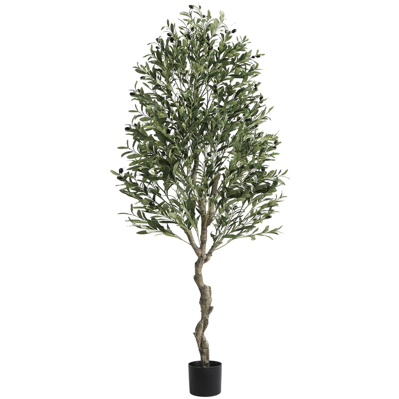 Olive Tree Artificial Indoor 6.23Ft Tall Fake Potted Olive Silk Tree With Plan
