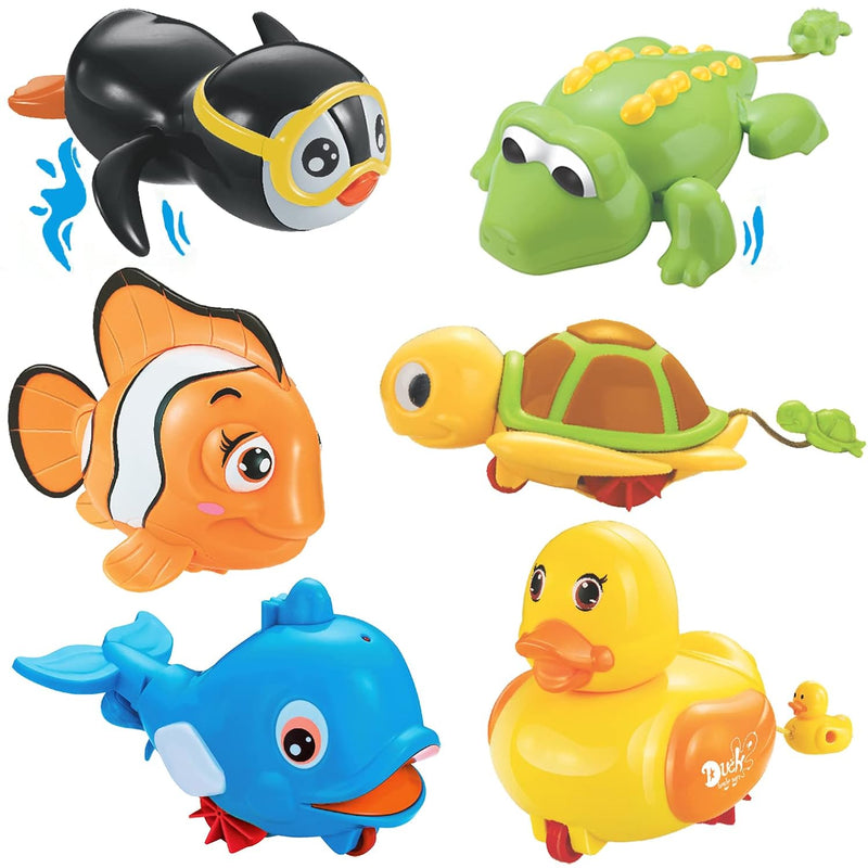6 PCS Swimming Wind Up Bath Toys - Sea Animals in The Bathtub Windup Motori