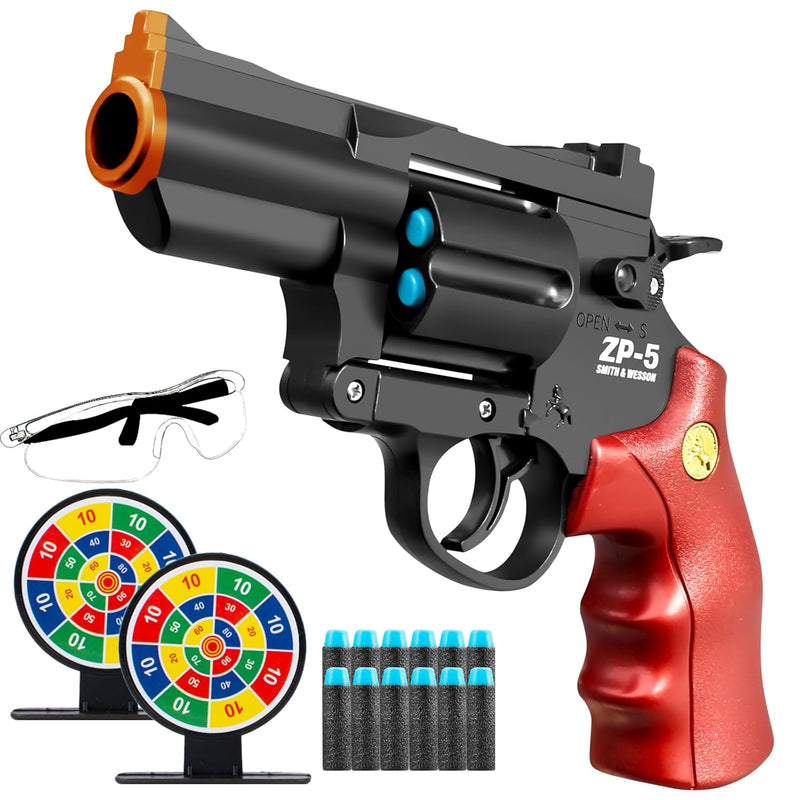 Safe Toy Fake Gun Model Revolver Toy Gun For Boy With Ejecting Shell Soft B