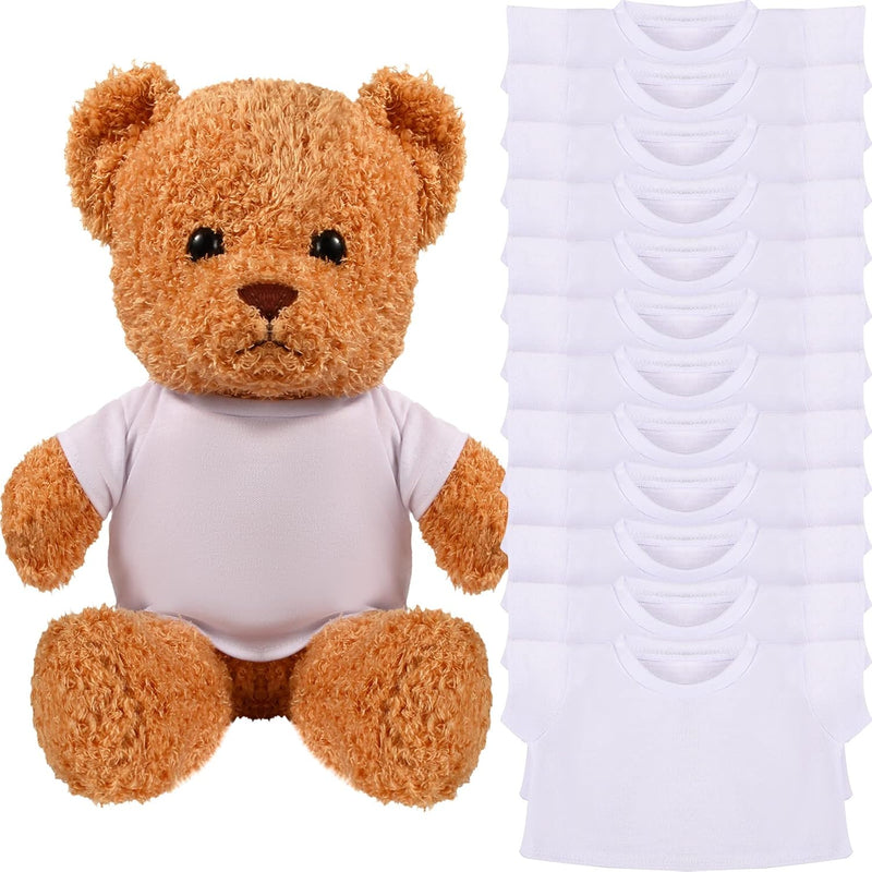 12 Pcs Bear Shirts White Basic Tee Shirt Bear Clothes Bear White Shirt Clas