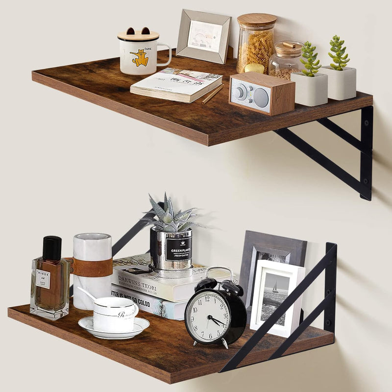 2 Pc Deep Floating Shelves ; 12 Inch Deep Wall Mounted Hanging Shelves For Liv