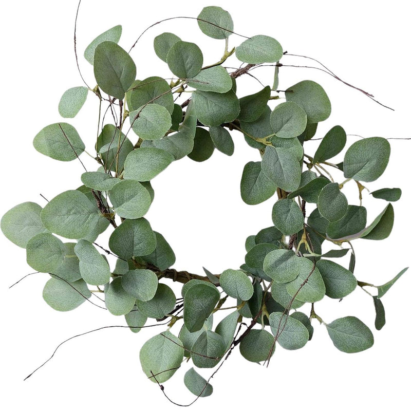 Eucalyptus Leaves Wreath Metal Polyester Green Wreath 14 Inches For The Front