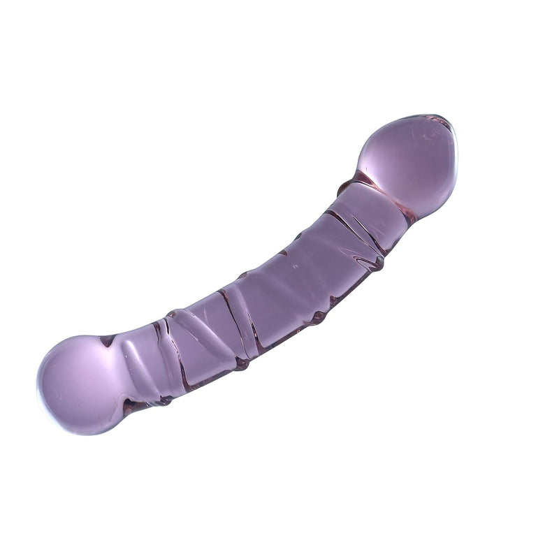 Don Wand Glass Pleasue Wand, Curved With Mush Tip, Purple Swirl