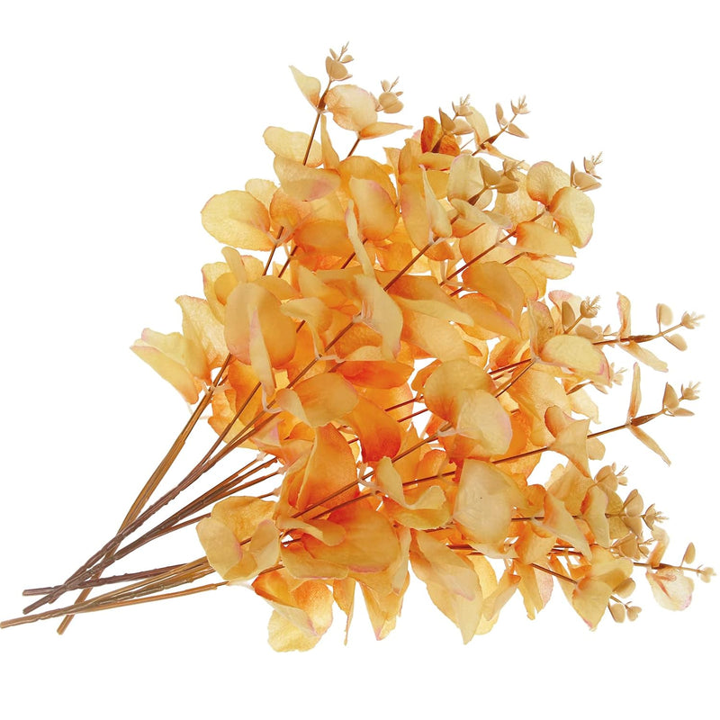 10 Pcs Artificial Eucalyptus Branches Yellow Fall Stems Faux Eucalyptuses Autu