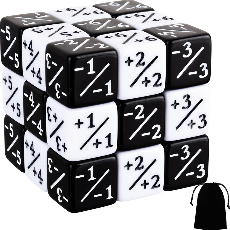 24 Pieces MTG Dice Counters Token Buff Dice Set with Velvet Pouches D6 Cube
