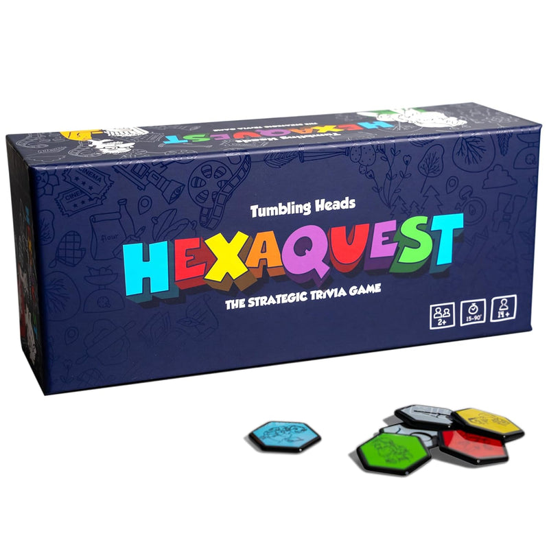 Strategic Trivia Board Game 1500 Questions, 6 Categories, 65 Hexagon Tiles,