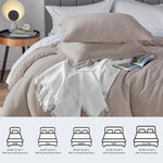 King Size Comforter Set - 3 Pieces Warm Taupe Soft Luxury Cationic Dyeing Bedding Comforter For All Season, Breathable Lightweight Fluffy Boho Bed Sets With 1 Comforter And 2 Pillow Shams