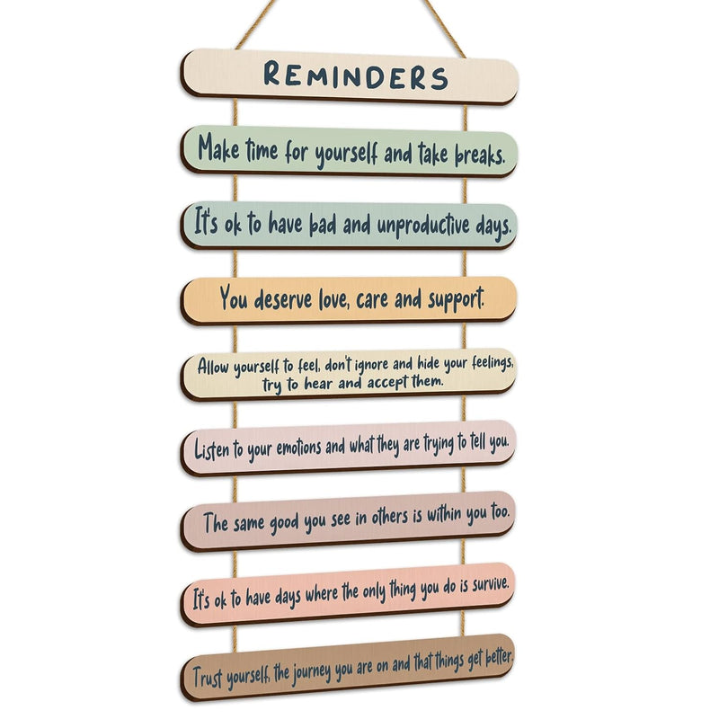 Mental Health Reminders Wall Decors Wooden Hanging Wall Art Counseling Room De