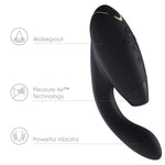 Insideout Black Dual Stimulation Pleasure Air Clitoris Stimulator Rabbit Vibrator & Pjur Aqua Water Based Personal Lubricant 3.4 Fl Oz - Female Sex Toys Bundle