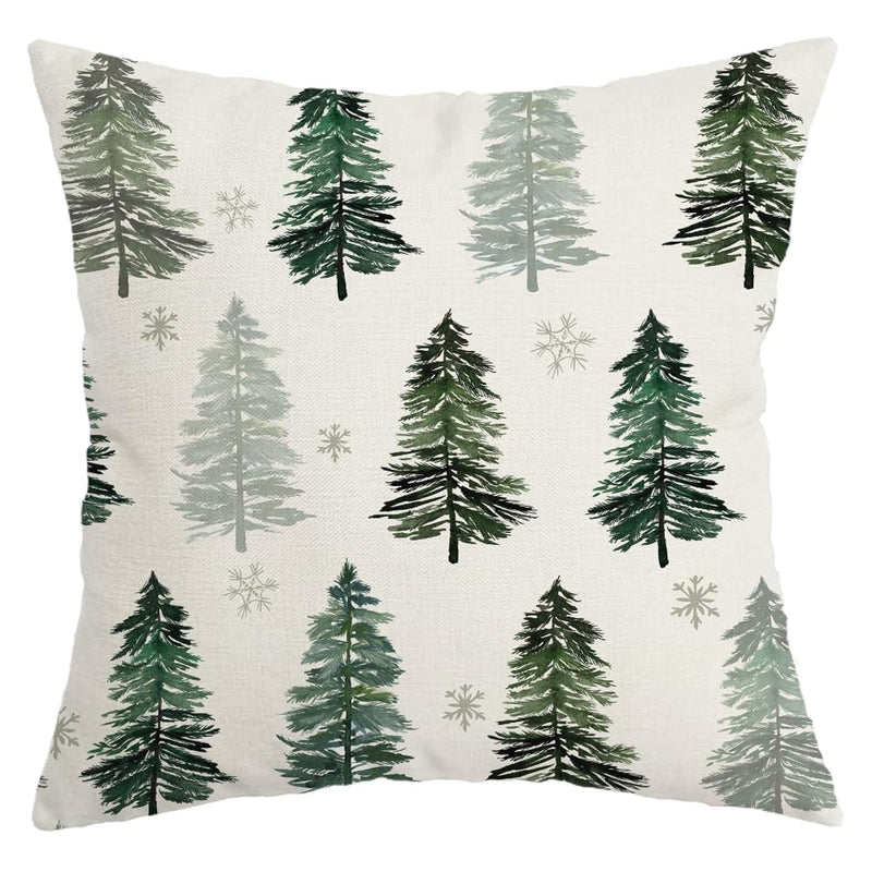 Christmas Pillow Cover 18X18 Inch Christmas Tree Snowflake Decoration Holiday