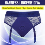 Harness Diva Blue - Adult Sex Toys With Lace & Microfiber, Delicacy, Elegance, And Comfort. Ideal For Pegging Or Strap On Toys For Lesbians, Adjustable Strap & Stretchable