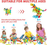 195-Piece STEM Building Kit with Electric Drill for Kids Ages 3+