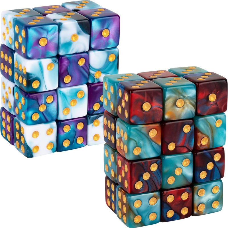48 PCS 12mm Marble Polyhedral D6 Dice Square Corner 6 Sided Dice MTG Dice S