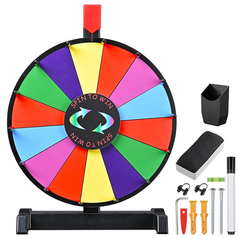 12" Color Prize Wheel Wall Mounted Or Tabletop 14 Slots Heavy Duty Editable