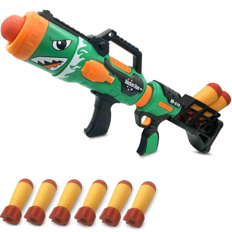 Toy Rocket Barrel Launcher Fires Foam Rockets Includes 6 Rockets Compatible