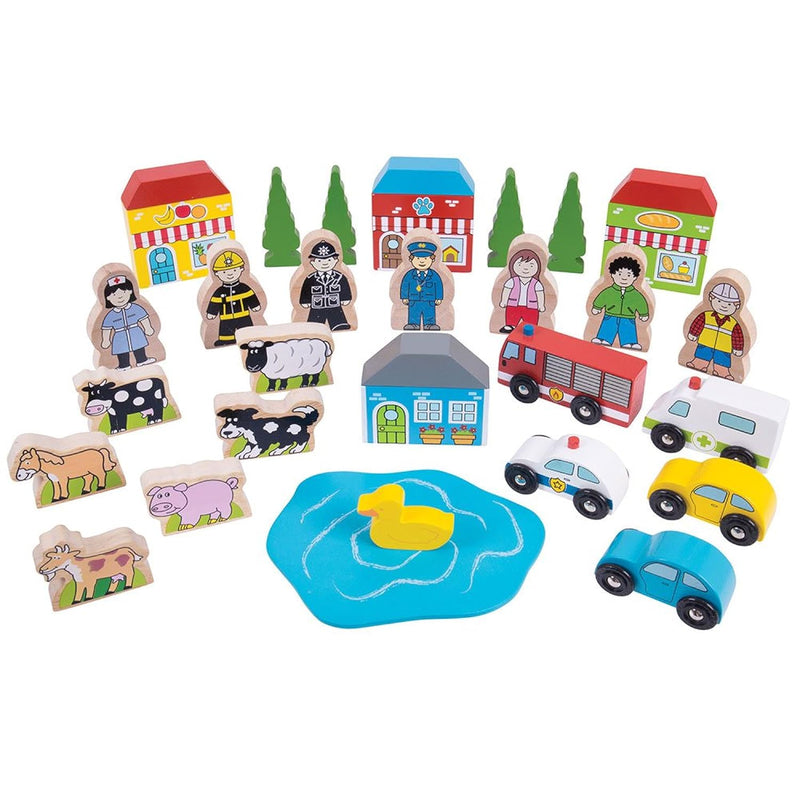 Trackside Accessory Set Wooden Train Set Accessories