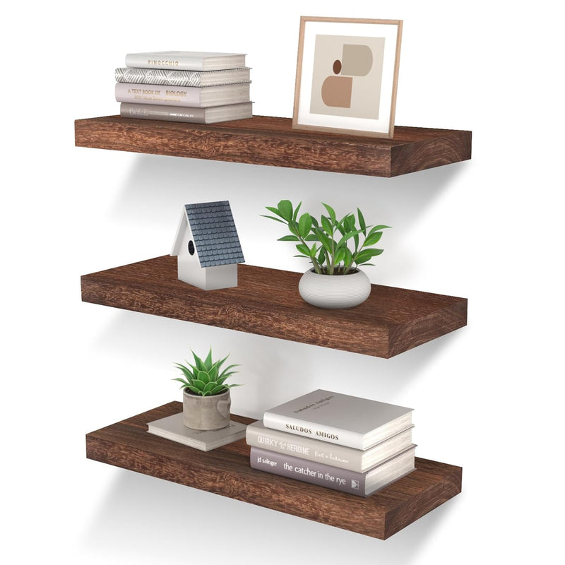Floating Shelves Wall Shelf Solid Wood Mounted Storage For Bedroom Living Room
