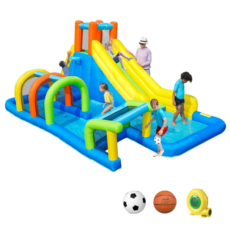 Inflatable Water Slide,Kids Bounce House With Slide,7 In 1 Bouncy Castle For K