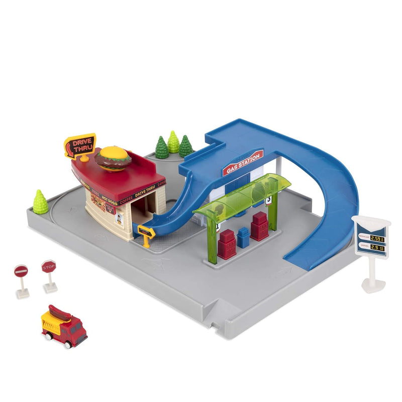 Gas Station & Drive Thru Restaurant Playset Toy Car Accessories For Kids 5 Pie
