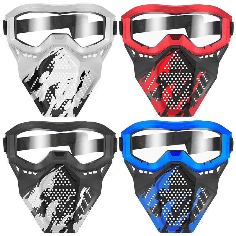 POKONBOY 4 Pack Tactical Mask for Kids, Safety Goggles Compatible with Nerf