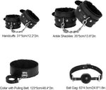12-Piece BDSM Bondage Set – Restraints, Blindfold, Gag, Paddle & More (Black)