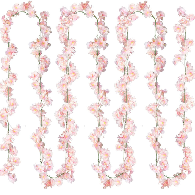 Cherry Blossom Garland Artificial Cherry Flower Vines 2 Pack Hanging Silk Flow