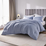 King Size Comforter Set - 3 Pieces Blue Soft Luxury Cationic Dyeing Bedding Comforter For All Season, Breathable Lightweight Fluffy Bed Set With 1 Comforter And 2 Pillow Shams