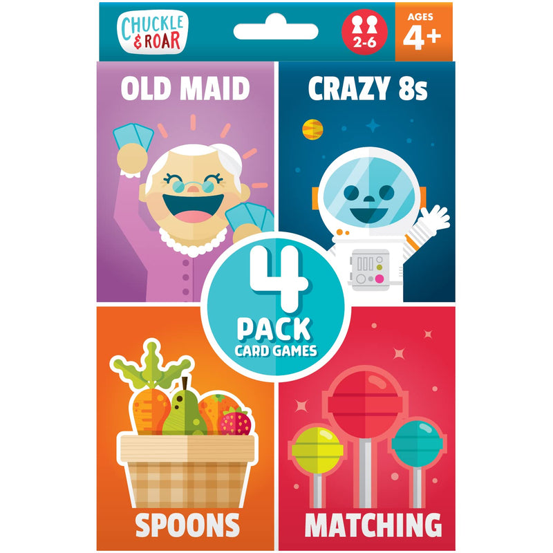 Classic Card Games 4Pk Ages 4 And Up Family Game Night Old Maid, Crazy 8S,