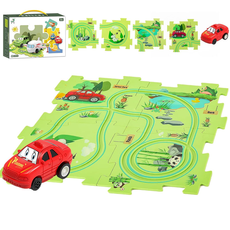 Puzzle Track Car Play Set Diy Car Tracks Children'S Educational Puzzle Board W