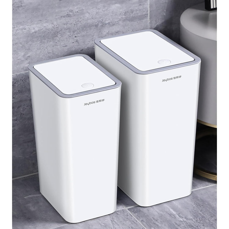 Small Trash Can With Lid, 2 Pack Bathroom Garbage Can With Pop-Up Lid, Narrow Wa