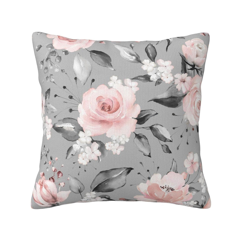 Beautiful Pink Rose Gradually Varied Gray Leaves Pillowcases Flower Seamless A