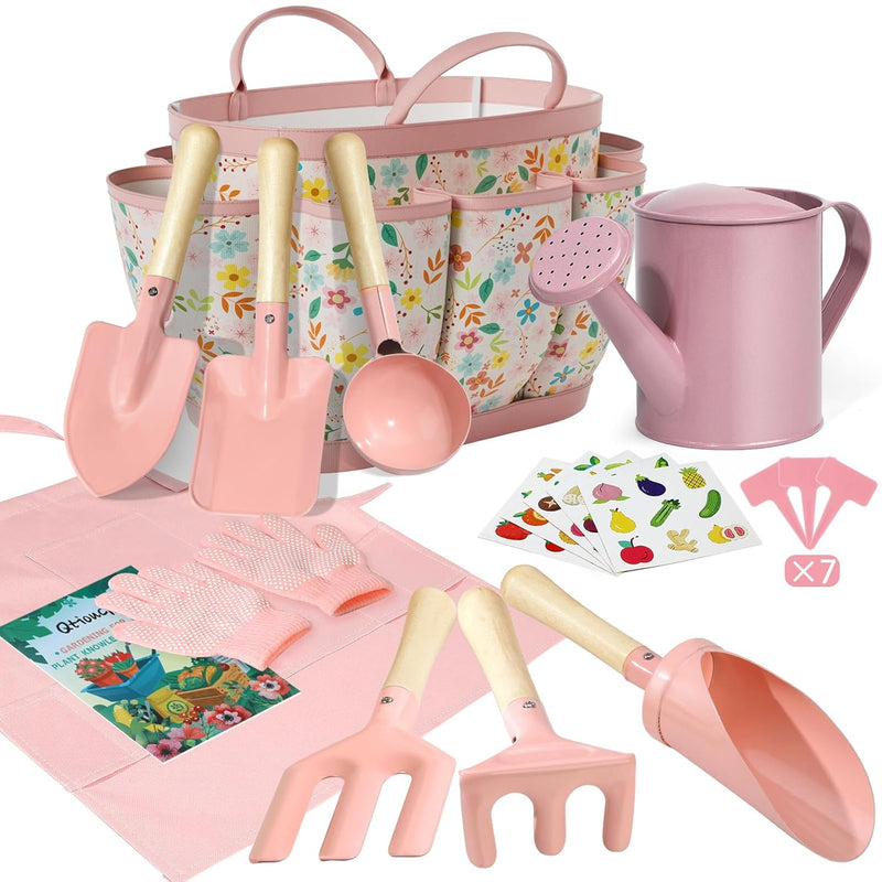 Kids Gardening Set 14Pcs Gardening Tools For Kids With Tote Bag,Watering Ca