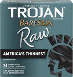 BareSkin Raw Thin Lubricated Condoms, 24 Count, America's #1 Condom Brand