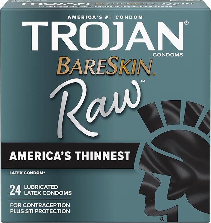 BareSkin Raw Thin Lubricated Condoms, 24 Count, America's #1 Condom Brand