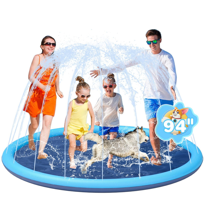 Splash Pad, 94" Non Slip Large Sprinkler Splash Play Mat For Kids And Dog,