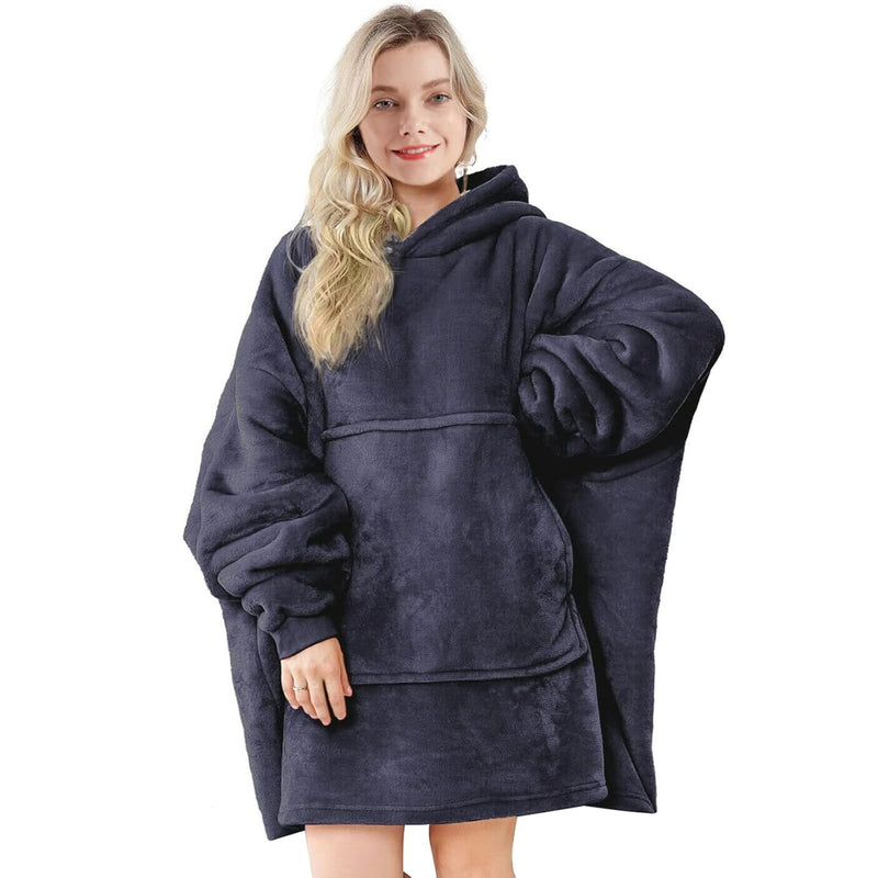 Wearable Blanket Hoodie, Oversized Sherpa Blanket Sweatshirt With Hood Pocket