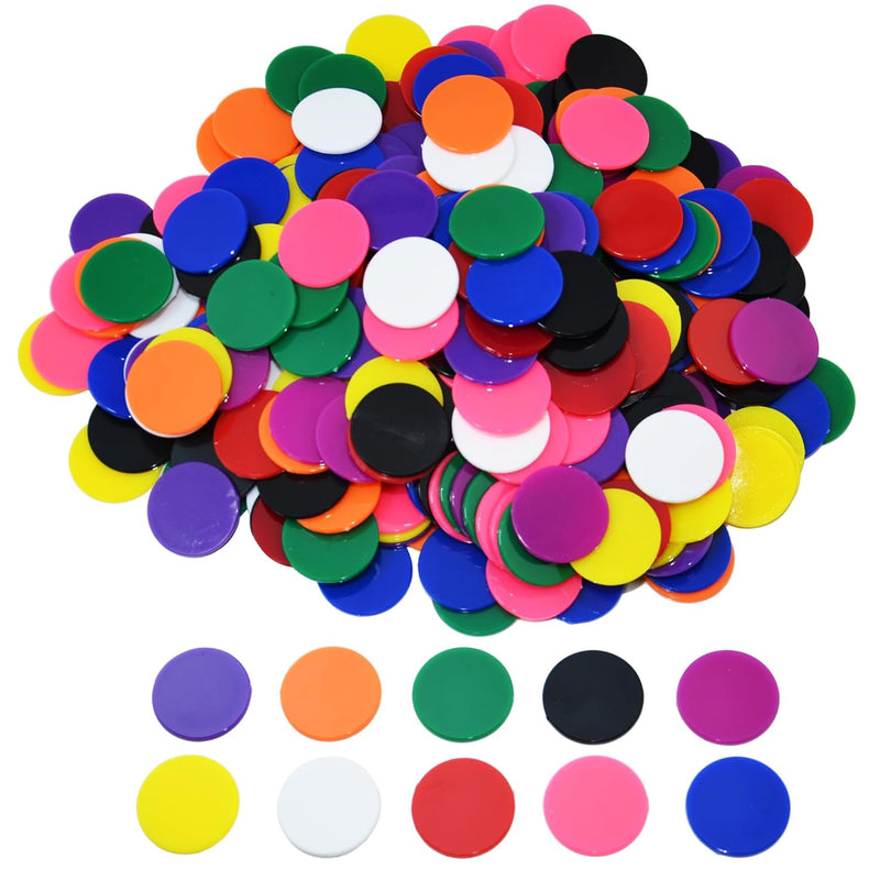 300pcs 1 Inch 10 Colors Opaque Plastic Learning Counters Counting Mini Poke