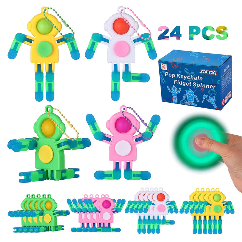 24Pcs Pop Fidget Spinners Bulk Deformable Astronaut Fidget Spinner Keychain Ro