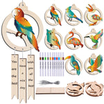 Wood Birds Wind Chime Kit, 16 Piece DIY Craft Kit for Holiday Party Birthday Decor