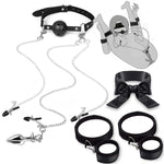 Sex Bondage Bdsm Bondaged Restraints Set Adults Sex Toy With Breathable Ball Gag Nipple Clamp Clitoris Clip & Analplug, Wrist Thigh Cuffs Handcuffs Leg Straps & Eye Mask Blindfolds Included