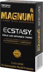Magnum Ecstasy Large Size Condoms, Black Latex, Lubricated, 10-Count