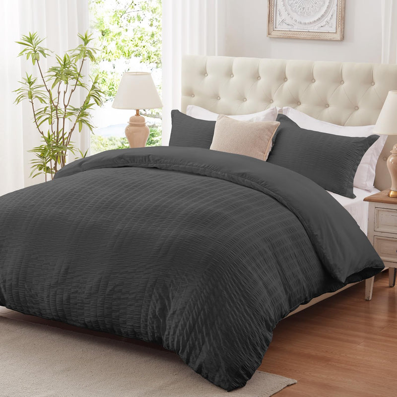 Dark Grey Twin Duvet Cover, 2 Pieces Bedding Duvet Covers, Soft Breathable See