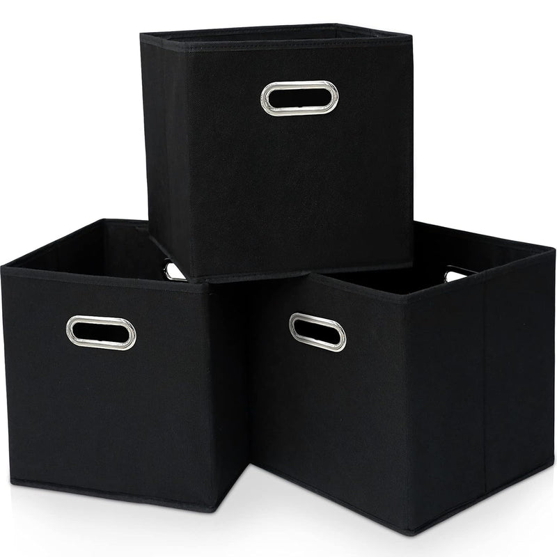 Black Cubby,13X13X13 Inches ,Cube Organizer Bins Foldable Storage Bins With Dual