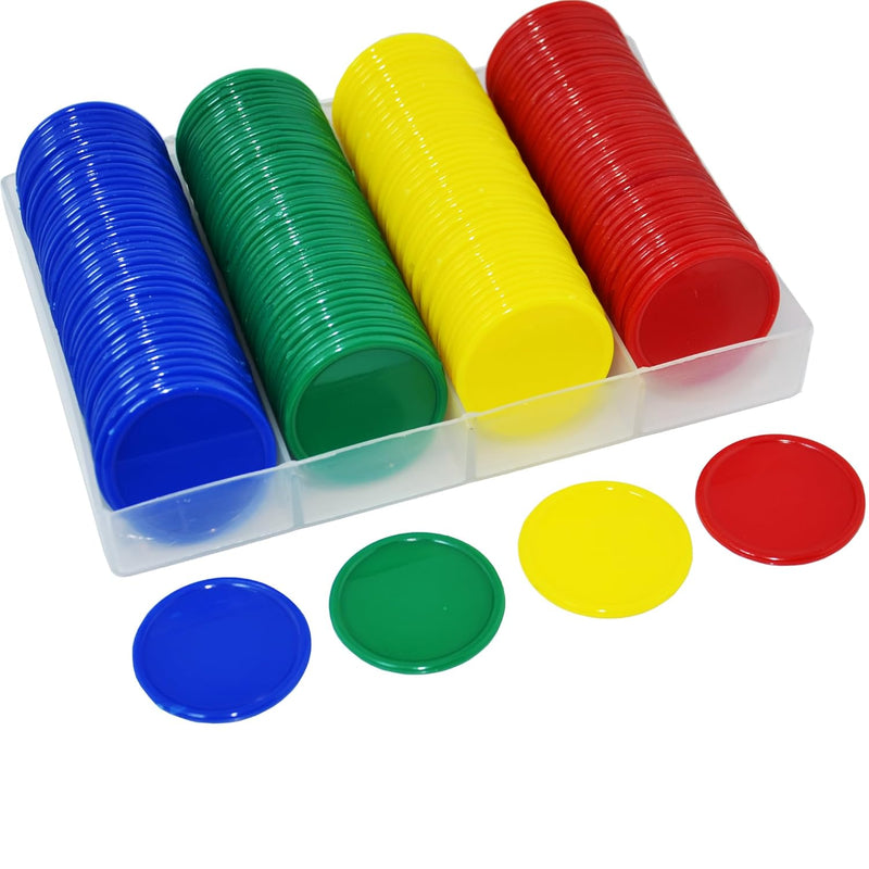 Set of 160 Opaque 1 1/2 Inch Plastic Counting Counters Poker Chips with Box