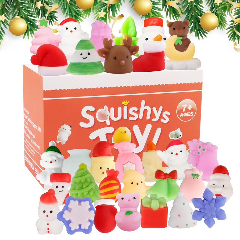 Christmas Mochi Squishy Toys, 30Pcs Mini Squishies Stocking Stuffers Christmas