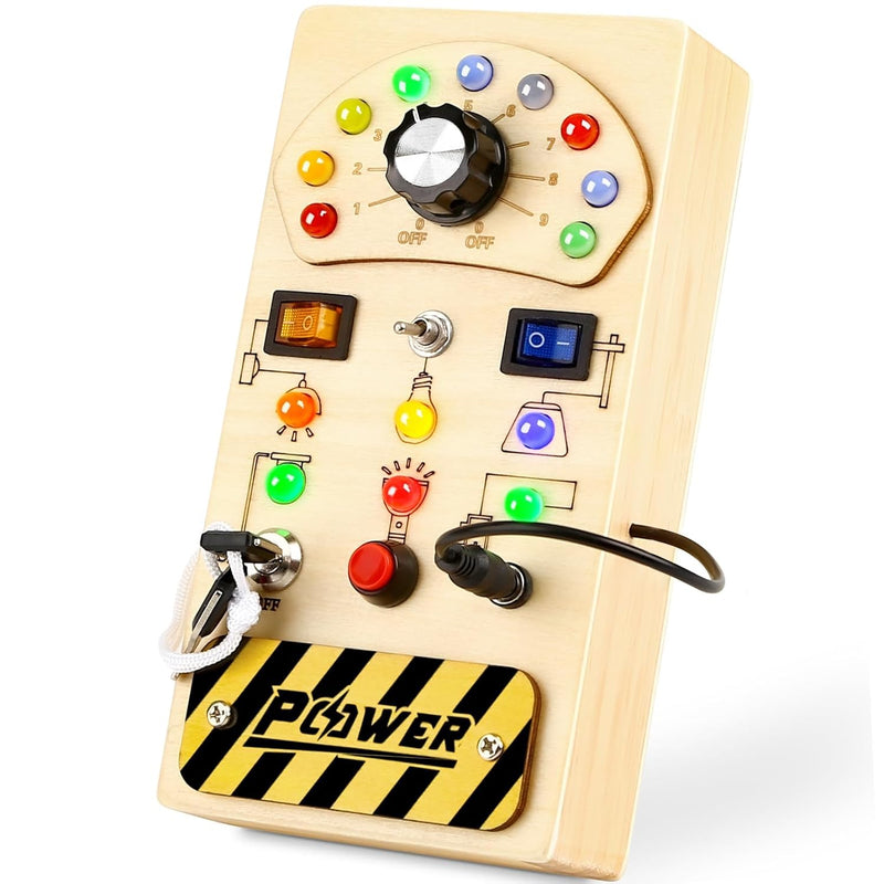 Toddler Busy Board, Wooden Montessori Busy Board Sensory Board With Led Lig