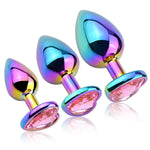 Butt Plugs Anal Trainer Kits 3Pcs Colorful Metal Anal Plugs Prostate Massager Heart Shape Jewelry Base Adult Sex Toys For Men And Women (Pink)